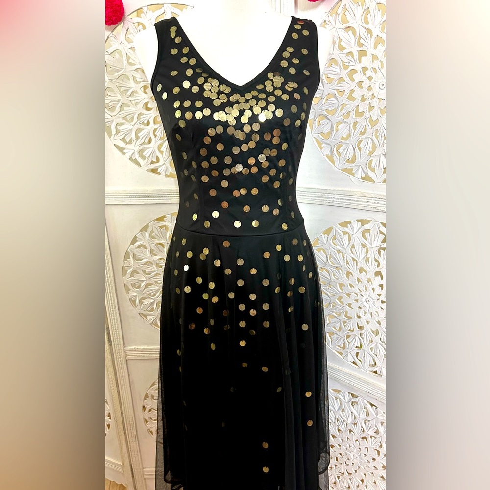 Black and Gold Sequin Dress